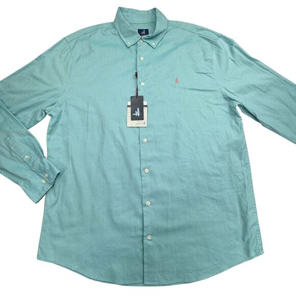 Johnnie-O Shirt Men's 2XL Seafoam Classic Long Sleeve Logo Collared Button Down - Picture 1 of 12